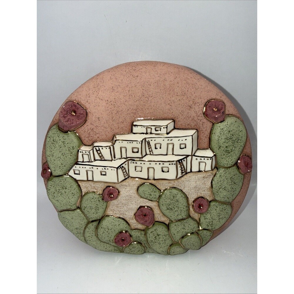 Gina Arrighetti Southwestern Art Pottery Desert Pueblo 22kt Gold Trim Sandy Vase